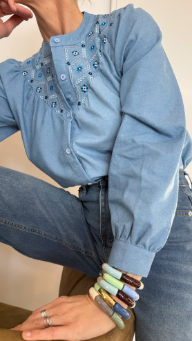 CHEMISE TED BLEU