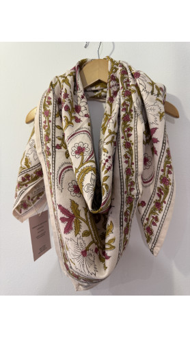 FOULARD DHELI PRUSSE ROSE