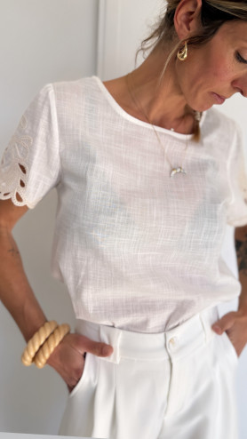 T-SHIRT GLORIA MANCHES DENTELLE