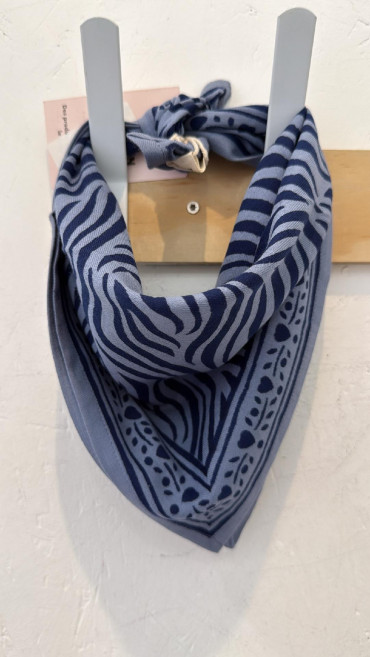 FOULARD ZEBRE BLEU PETIT MODELE