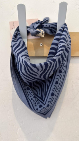 FOULARD ZEBRE BLEU PETIT MODELE