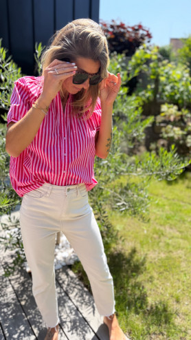 CHEMISE OTA ROSE RAYURES