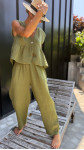 PANTALON  SOLINE LIN ANIS