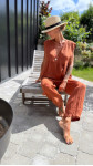 PANTALON  SOLINE LIN TERRACOTTA