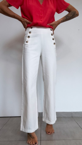 PANTALON JEAN ÉCRU