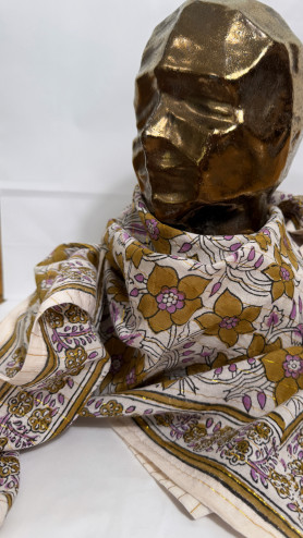 FOULARD LUREX VIOLET ET CAMEL