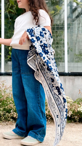 FOULARD  FLEURS MARINE