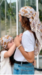FOULARD  VIOLET ET CAMEL