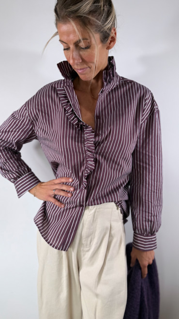 CHEMISE VANESSA RAYURES VIOLINE