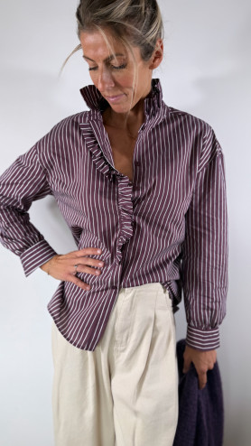 CHEMISE VANESSA RAYURES VIOLINE