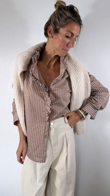 CHEMISE VANESSA RAYURES BEIGE