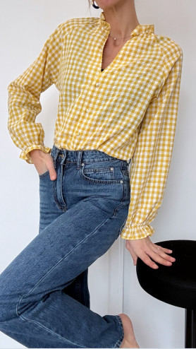 BLOUSE MANUELLA VICHY JAUNE