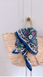 FOULARD BLEU FLORE 100CM