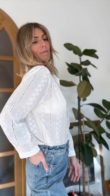 CHEMISIER DENTELLE ÉCRUE