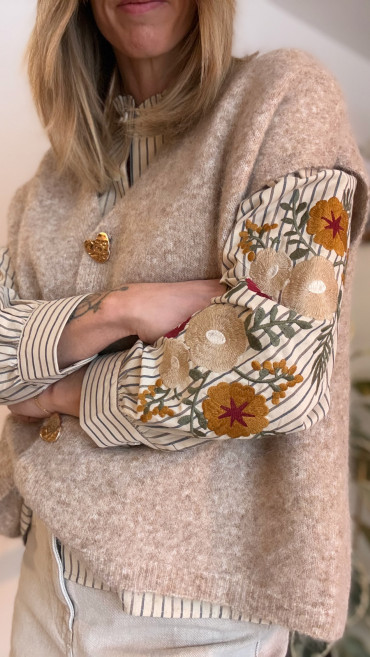 CHEMISIER RAYÉE BRODERIE MANCHE