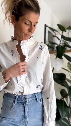 CHEMISE MANON FLEURS BLEU