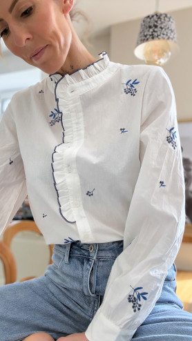 CHEMISE MANON FLEURS BLEU