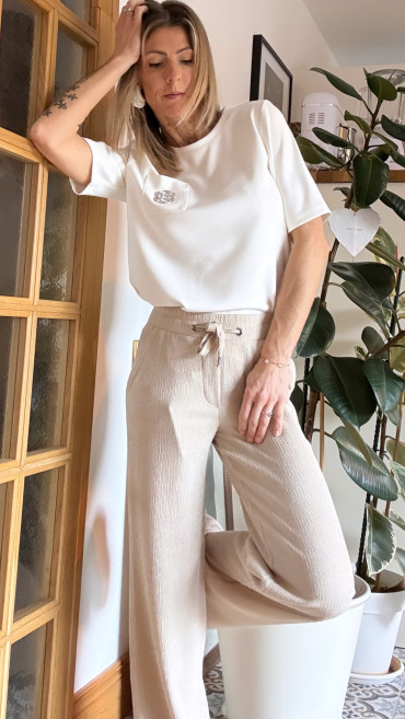 PANTALON CRINKLE BEIGE