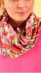 FOULARD FLORAL ROSE 100CM