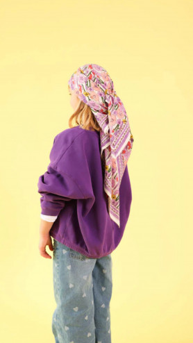 FOULARD FLORAL LILA 100CM