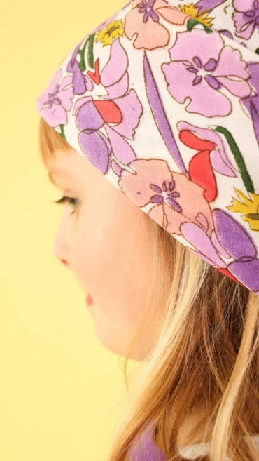 FOULARD FLORAL LILA 100CM