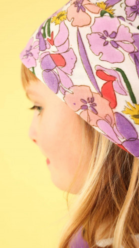 FOULARD FLORAL LILA 50CM