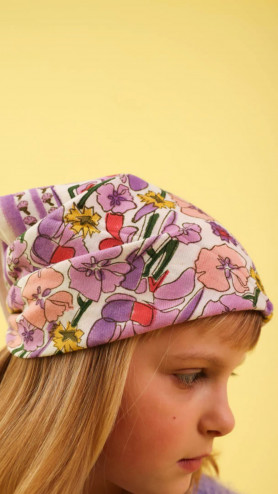 FOULARD FLORAL LILA 50CM