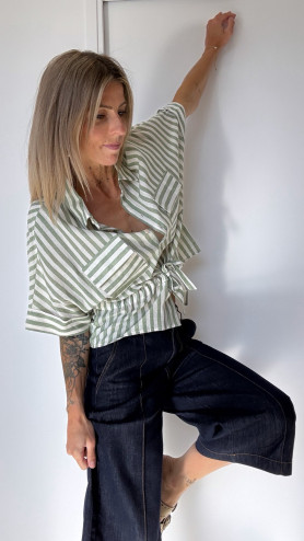 CHEMISE NANETTE RAYÉE VERTE