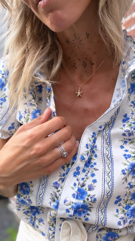BLOUSE LUIS FLEURS BLEU