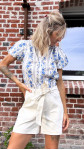BLOUSE LUIS FLEURS BLEU
