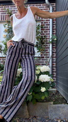 PANTALON AMSTRO RAYÉ MARINE