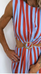 ROBE ANNA RAYÉE MARRON ET BLEU