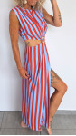 ROBE ANNA RAYÉE MARRON ET BLEU