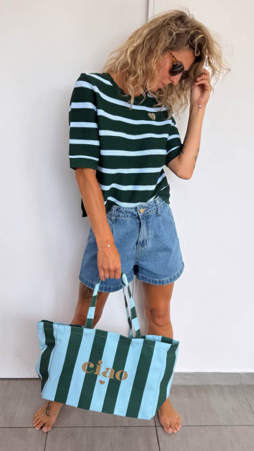 T-SHIRT MARINA VERT-BLEU