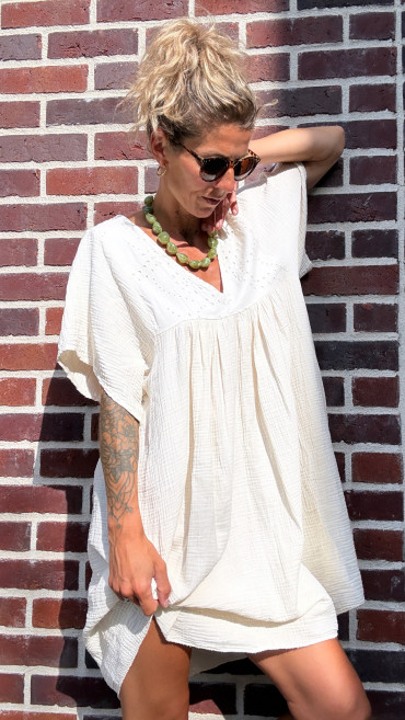 ROBE MALVINA GAZE ÉCRU