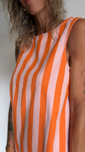 ROBE JOHANNA RAYURES ROSE