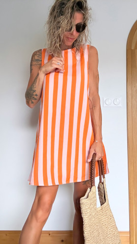 ROBE JOHANNA RAYURES ROSE