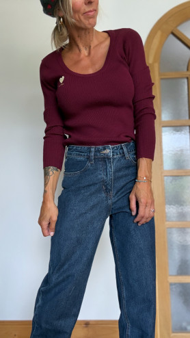PULL VIOLAINE BORDEAUX