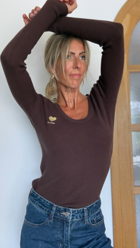 PULL VIOLAINE MARRON