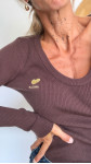 PULL VIOLAINE MARRON