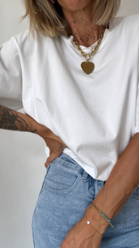 T-SHIRT MOKA BLANC