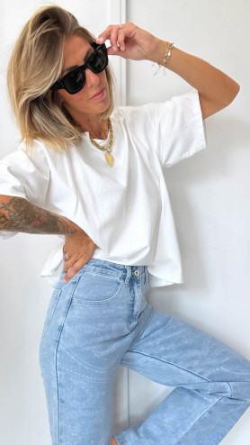 T-SHIRT MOKA BLANC